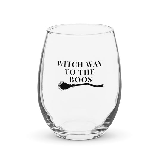 WITCH WAY TO THE BOOS WINE GLASS